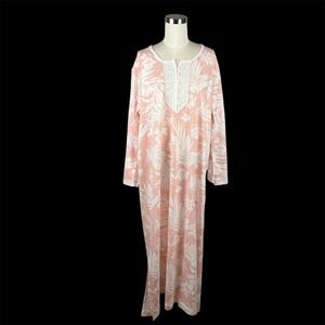 Carole Hochman QVC Long Sleep Nightgown Gown Women's Size L Pink White Hawaiian